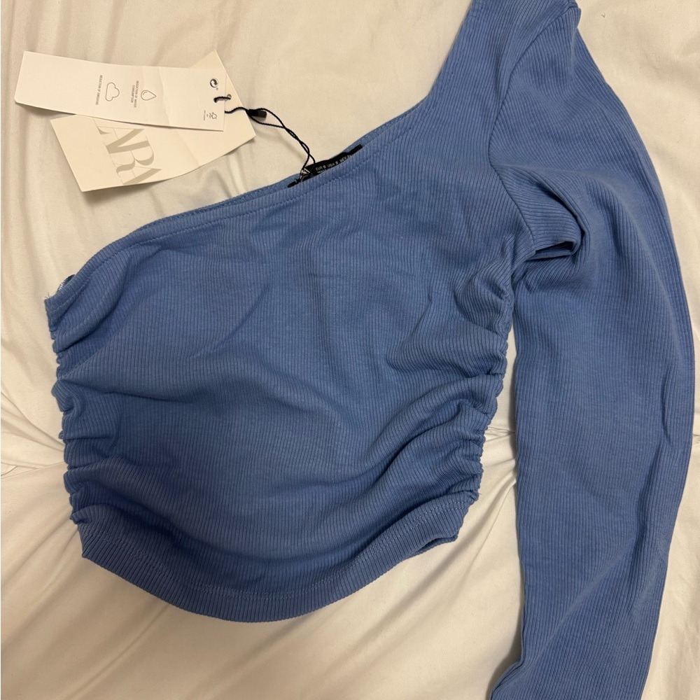 Zara Blue One-Shoulder Top